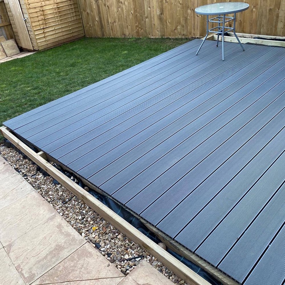 Cladco stone grey decking in hollow