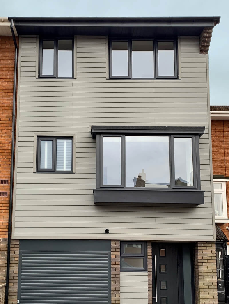 Townhouse clad in Cladco Composite Stone Grey Wall Cladding Boards