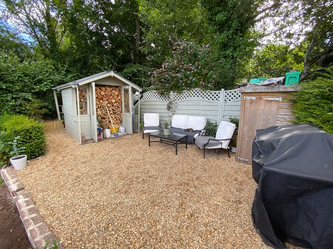 Finished garden area covered with gravel