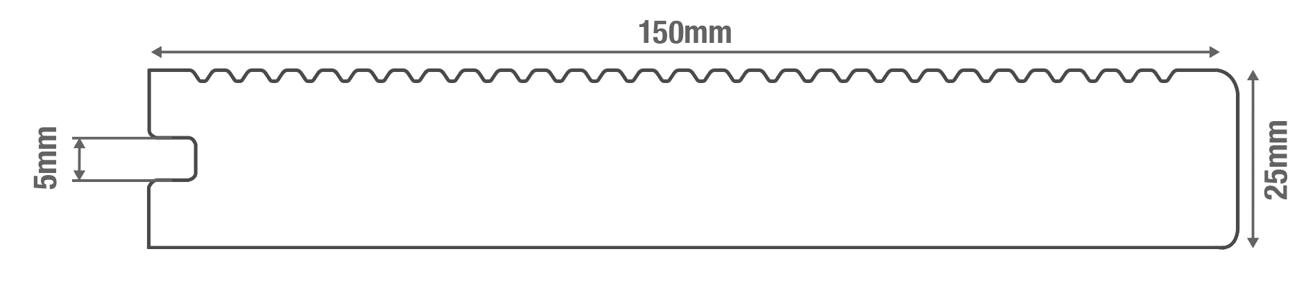 Solid Commercial Grade Bullnose Composite Decking Board Diagram