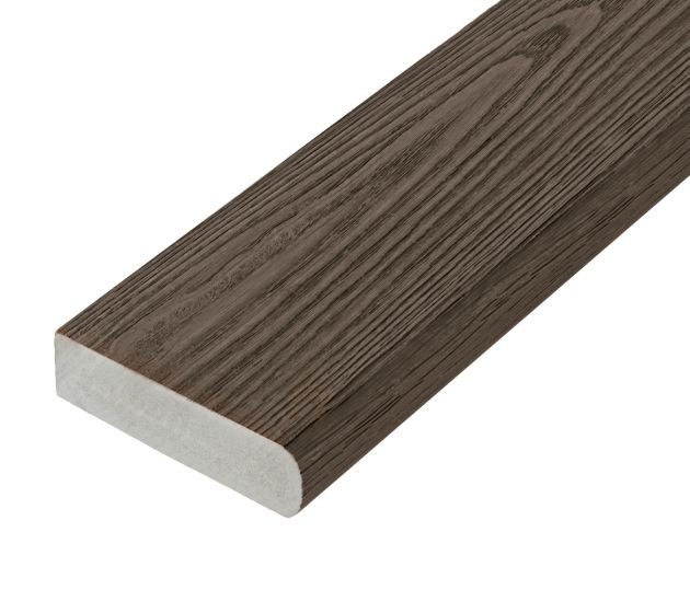 PVC-ASA Bullnose board 150x32mm Woodgrain sanding Ebony 3.6m