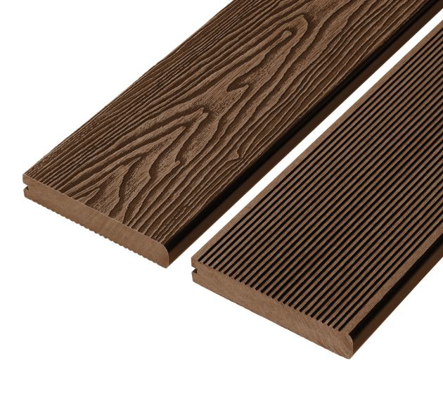 4m Solid Commercial Grade Bullnose Composite Decking Board in Coffee