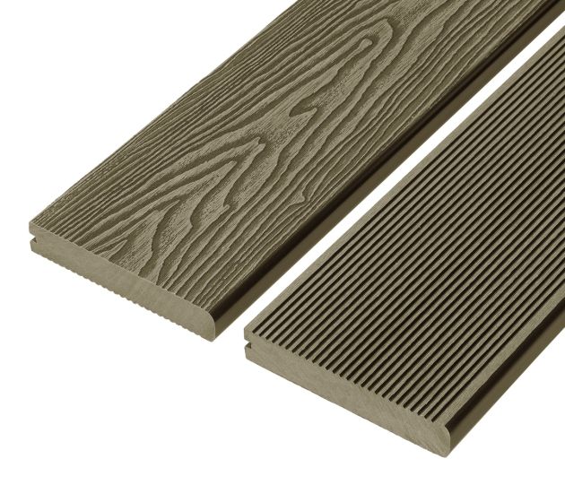 4m Solid Commercial Grade Bullnose Composite Decking Board in Olive Green