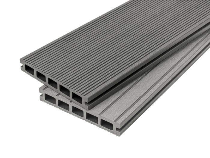 2.4m Hollow Grooved Composite Decking Board in Mixed Grey