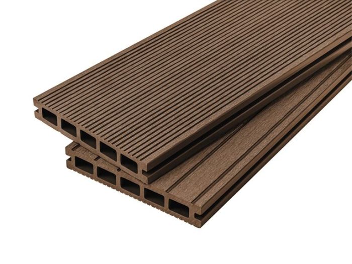4m Hollow Grooved Composite Decking Board in Coffee