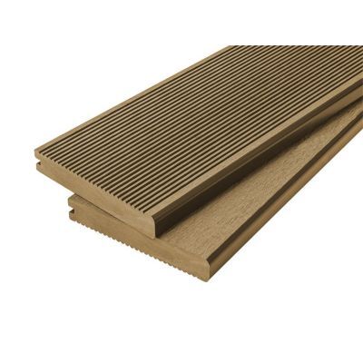 4m Solid Commercial Grade Bullnose Composite Decking Board in Teak