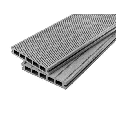 4m Hollow Domestic Grade Composite Decking Board in Light Grey