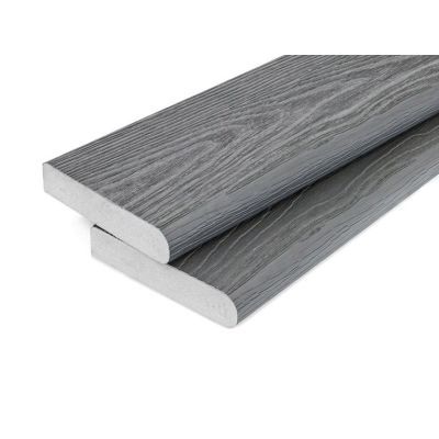 PVC-ASA Bullnose board 150x32mm Woodgrain sanding Ash grey 3.6m