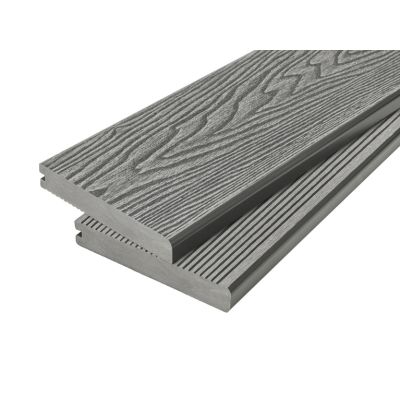 4m Solid Commercial Grade Bullnose Composite Decking Board in Stone Grey