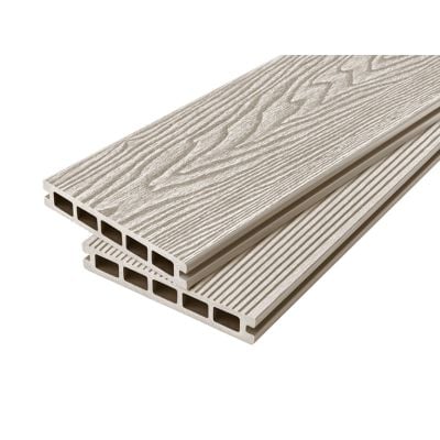 4m Woodgrain Effect Hollow Domestic Grade Composite Decking Board in Ivory