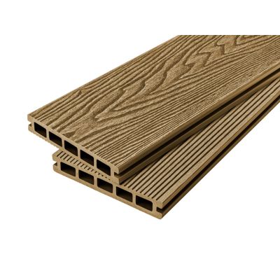 4m Woodgrain Effect Hollow Domestic Grade Composite Decking Board in Teak