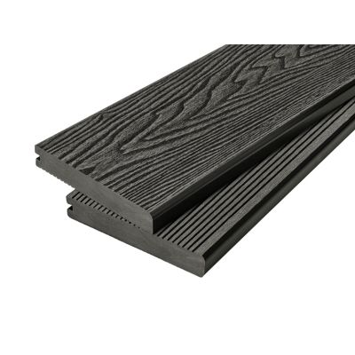 4m Solid Commercial Grade Bullnose Composite Decking Board in Charcoal