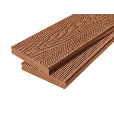 4m Solid Commercial Grade Bullnose Composite Decking Board in Redwood