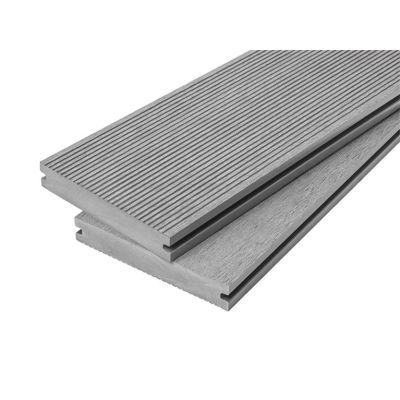 4m Solid Commercial Grade Composite Decking Board in Light Grey