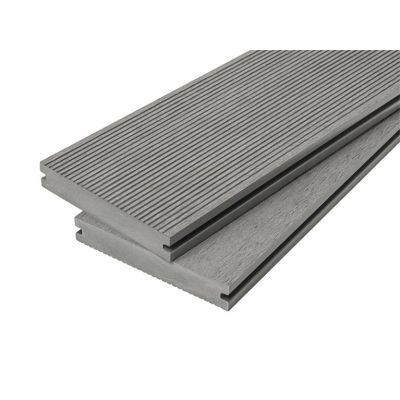 4m Solid Commercial Grade Composite Decking Board in Stone Grey