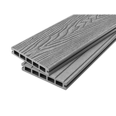 4m Woodgrain Effect Hollow Domestic Grade Composite Decking Board in Light Grey