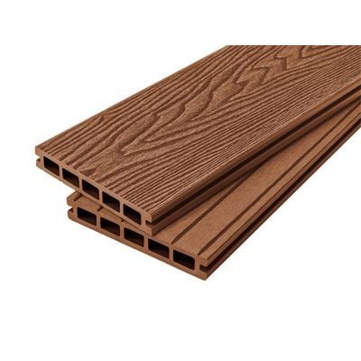 4m Woodgrain Effect Hollow Domestic Grade Composite Decking Board in Redwood