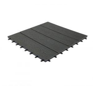 Woodgrain Effect Composite Decking Tile, Large (600mm x 600mm)-Charcoal