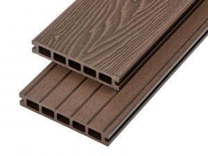 4m Woodgrain Effect Hollow Domestic Grade Composite Decking Board in Coffee