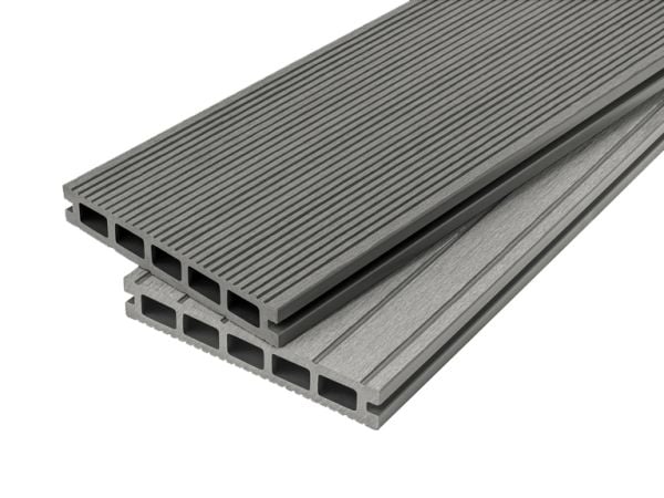 2.4m Hollow Grooved Composite Decking Board in Mixed Grey