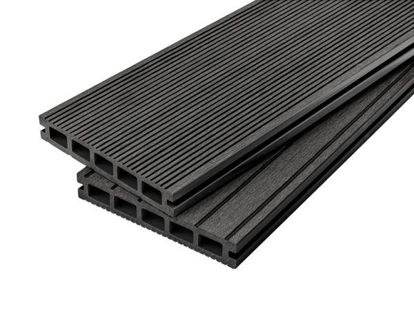 4m Hollow Grooved Composite Decking Board in Charcoal