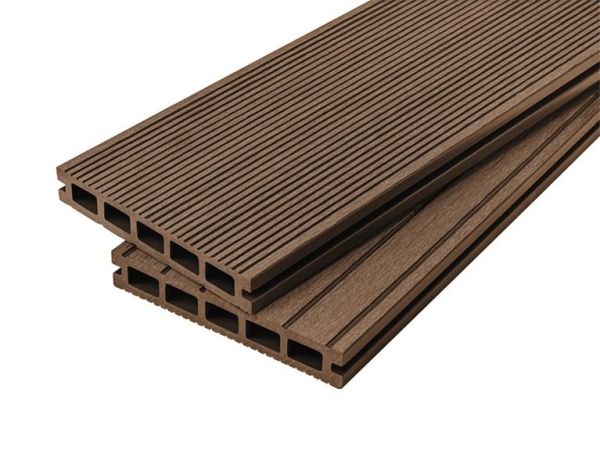 4m Hollow Grooved Composite Decking Board in Coffee