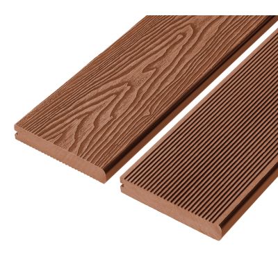 4m Solid Commercial Grade Bullnose Composite Decking Board in Redwood