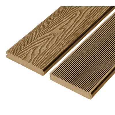 4m Solid Commercial Grade Bullnose Composite Decking Board in Teak