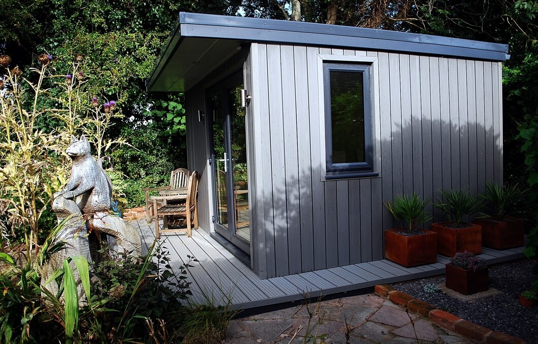 Garden room with composite wall cladding