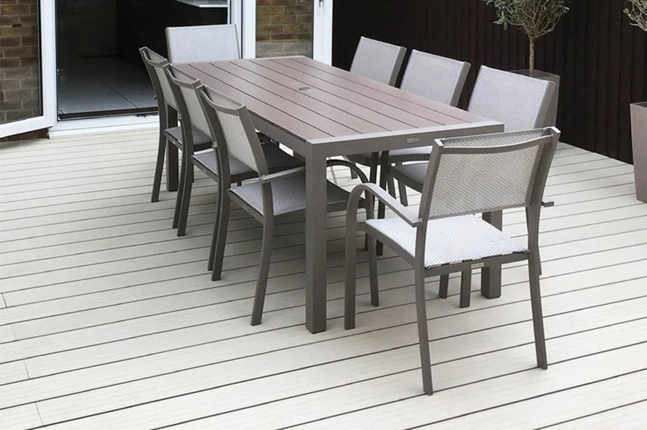 Cladco Composite Ivory Decking Boards bring a burst of brightness into this garden