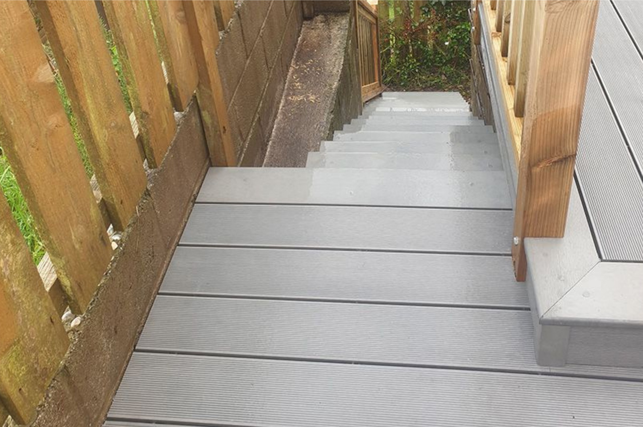 Cladco Composite Decking in Stone Grey installed by Gull Rock Company