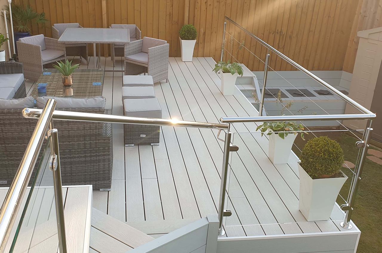 Cladco Composite Original Hollow Decking boards in Ivory