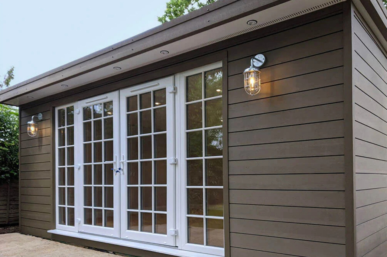 A modern, well-lit exterior using Cladco Composite Wall Cladding 