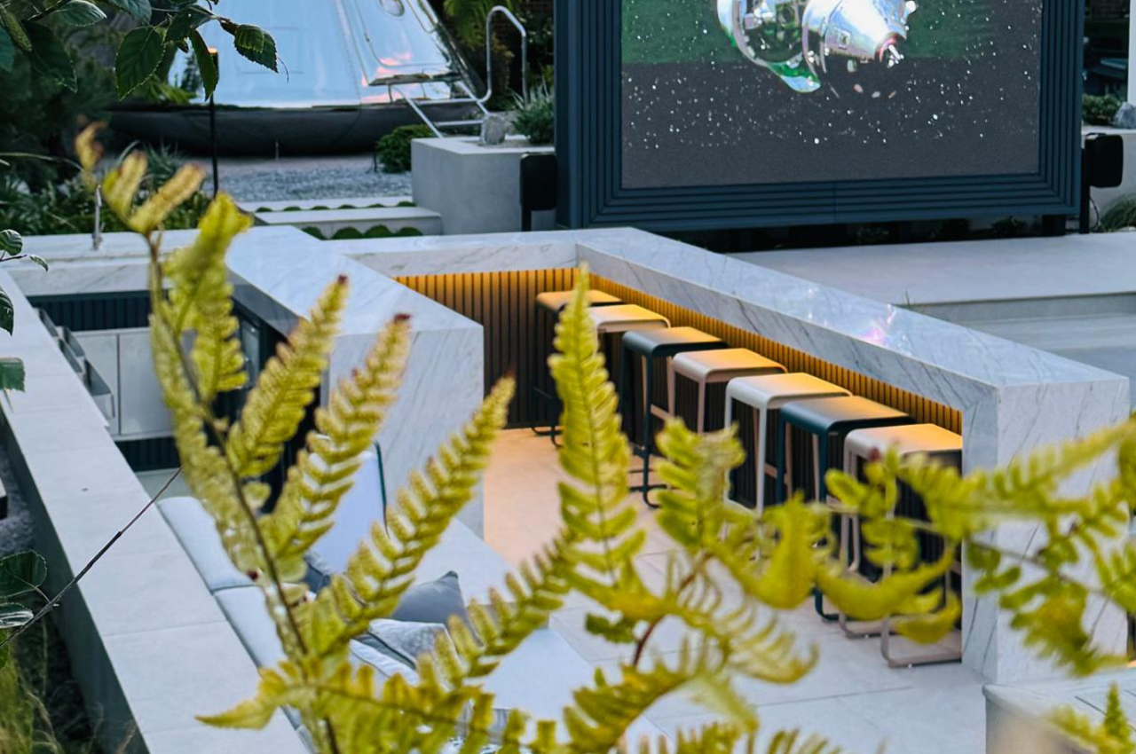 Earth-Toned Cladding | Composite Slatted Cladding In Teak And Charcoal