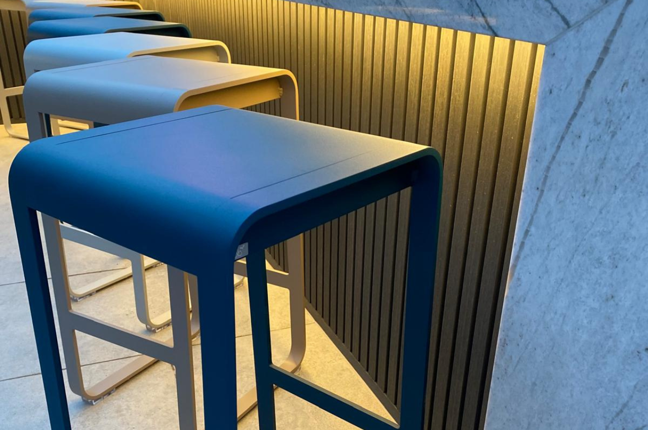 Earth-Toned Cladding | Composite Slatted Cladding In Teak And Charcoal