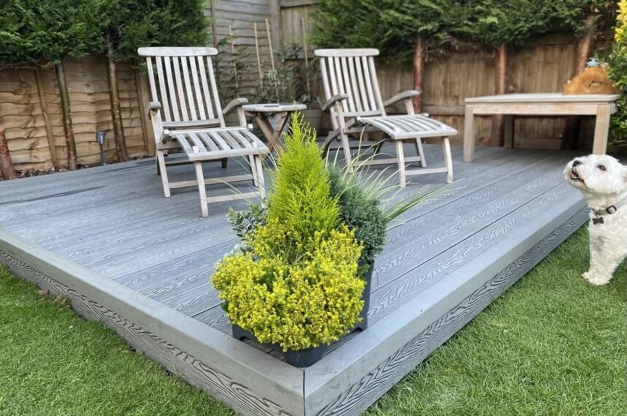 Cladco Woodgrain Composite Decking Boards create an attractive, high-quality Decking area. 