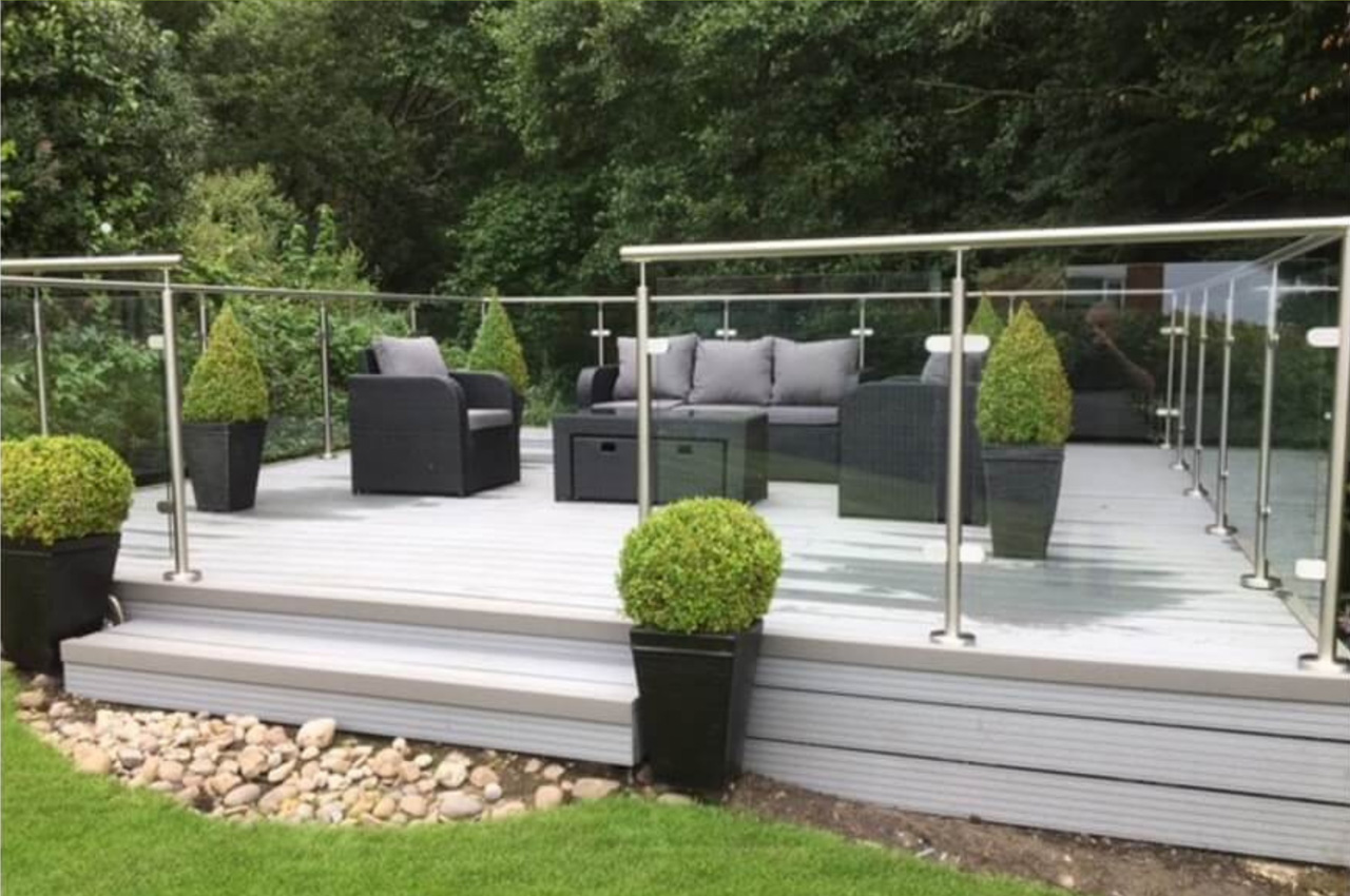 Cladco Composite Ivory Decking Boards create an attractive raised Decking platform