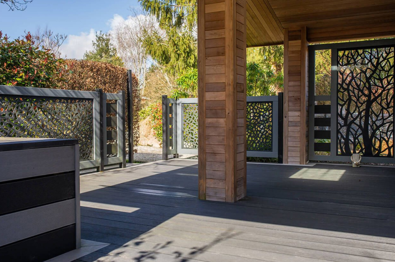 Luxury holiday retreats by Palstone Lodges use Cladco Woodgrain Effect and Original Composite Decking Boards