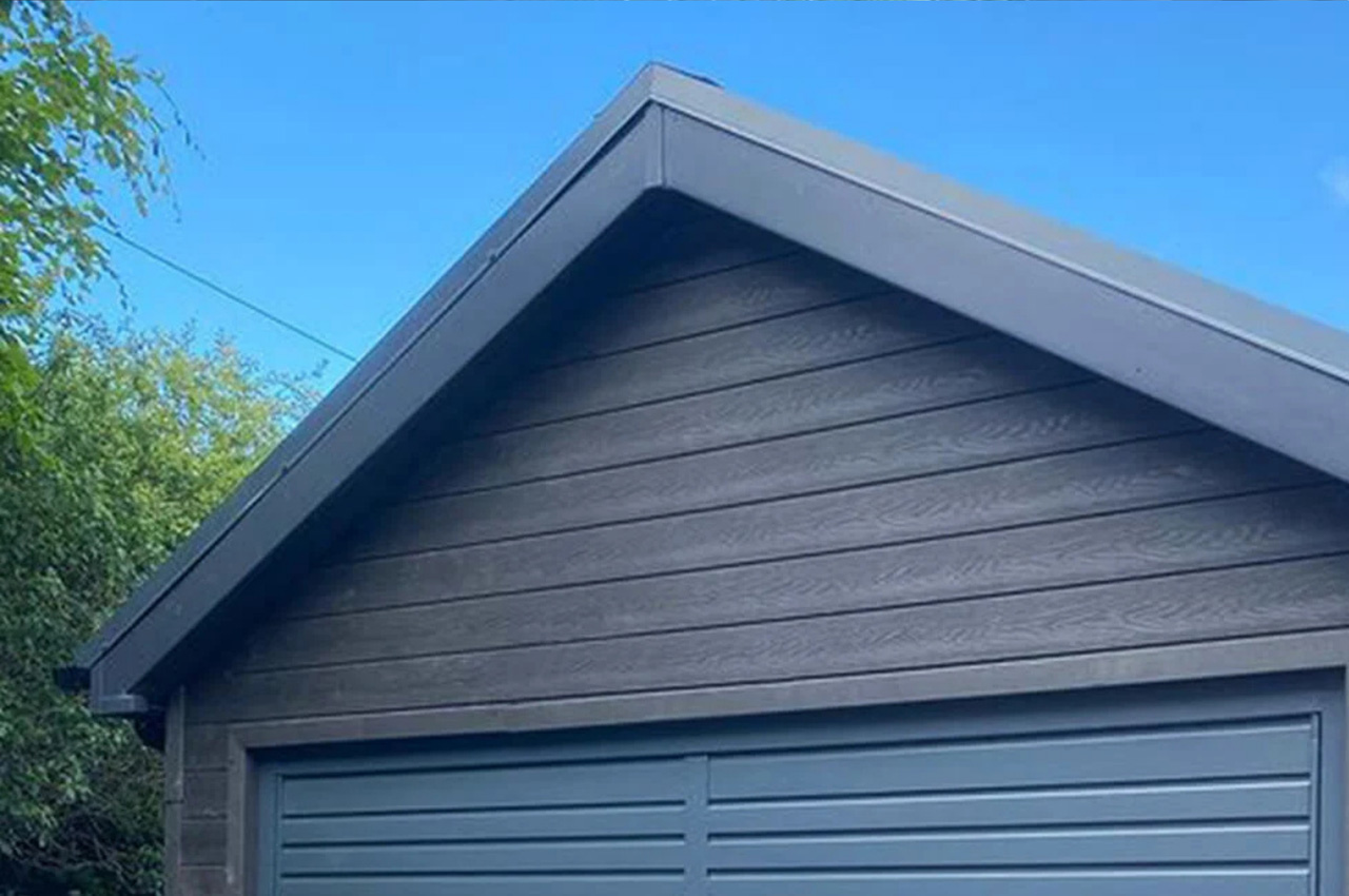 Charcoal Garden Room Design using Cladco Woodgrain Composite Boards