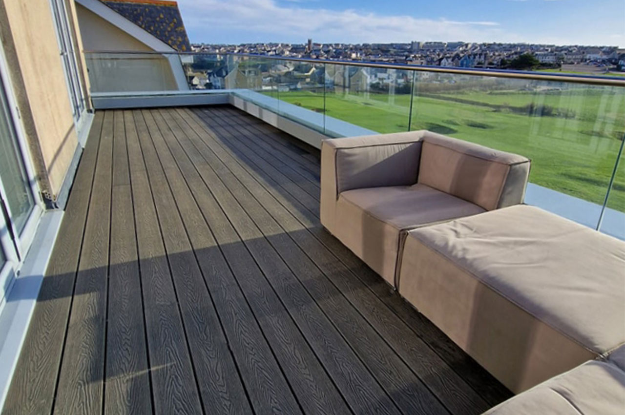 Balcony Decking Idea | Cladco Woodgrain Composite Decking in Olive Green