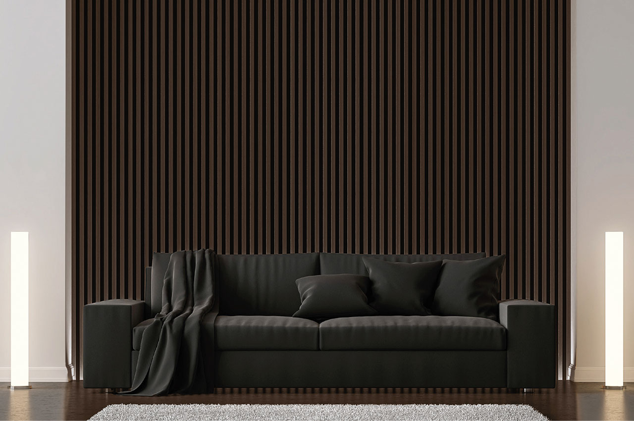 Internal Slatted Wall Panels in Espresso