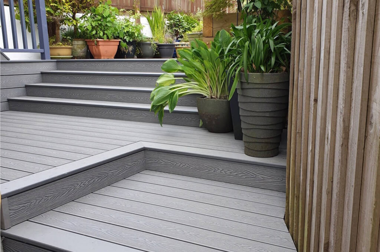 Cladco Woodgrain Decking Boards in Light Grey