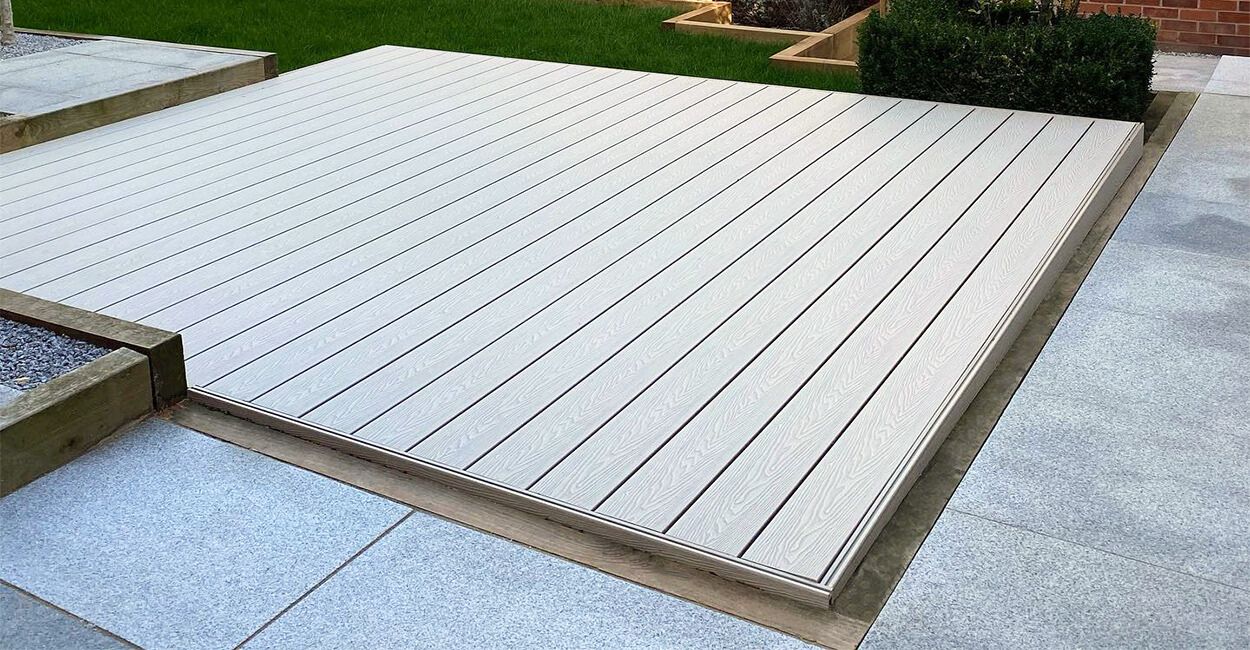 Garden decking with Cladco Composite Decking Boards in Ivory