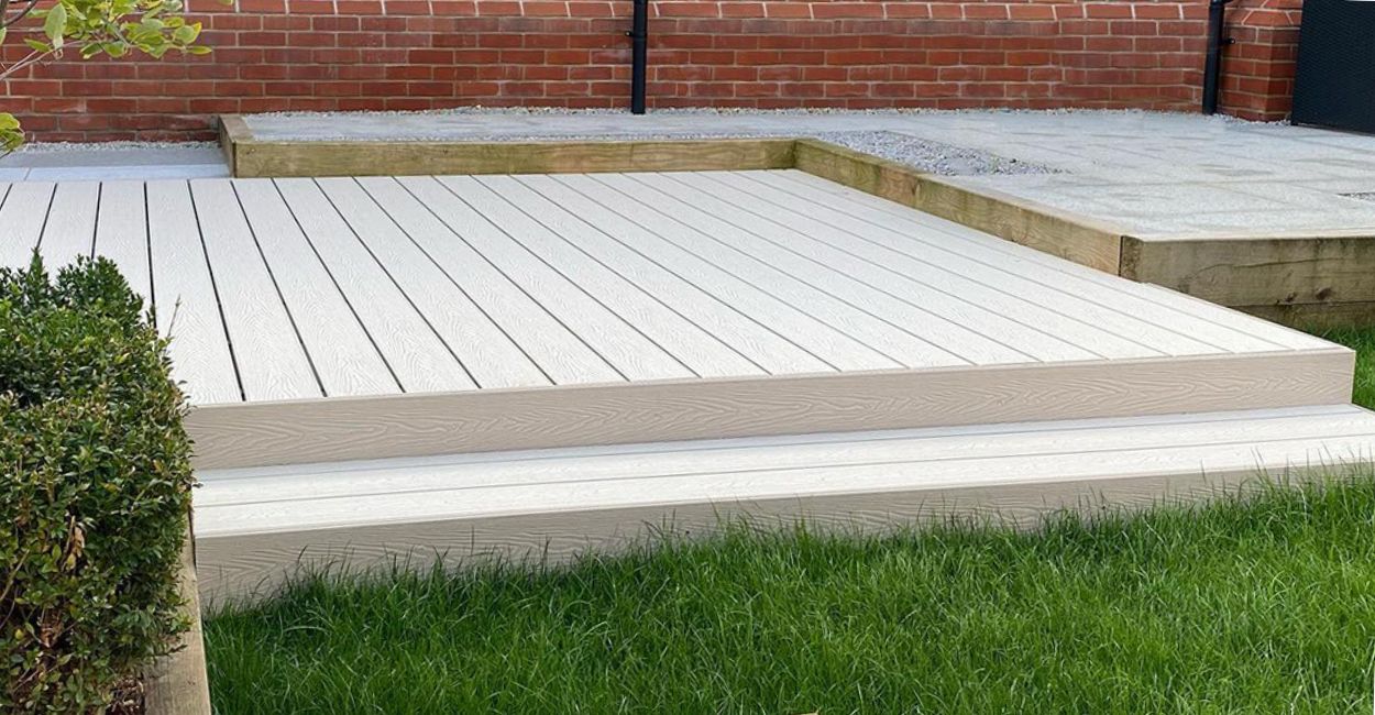 Garden decking with Cladco Composite Decking Boards in Ivory