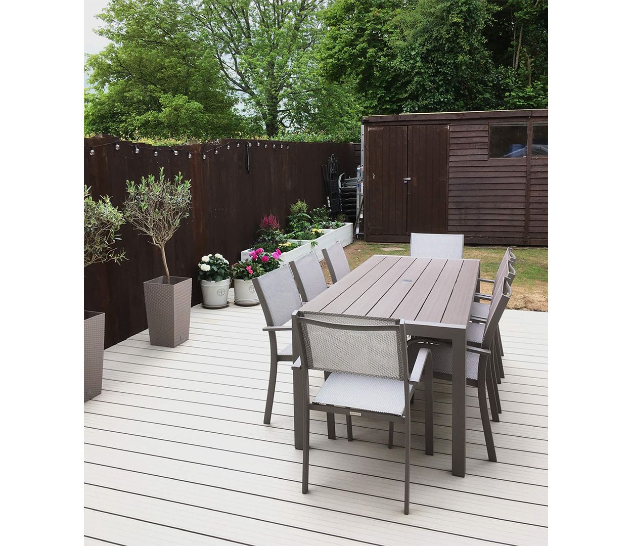 Cladco Composite Ivory Decking Boards bring a burst of brightness into this garden