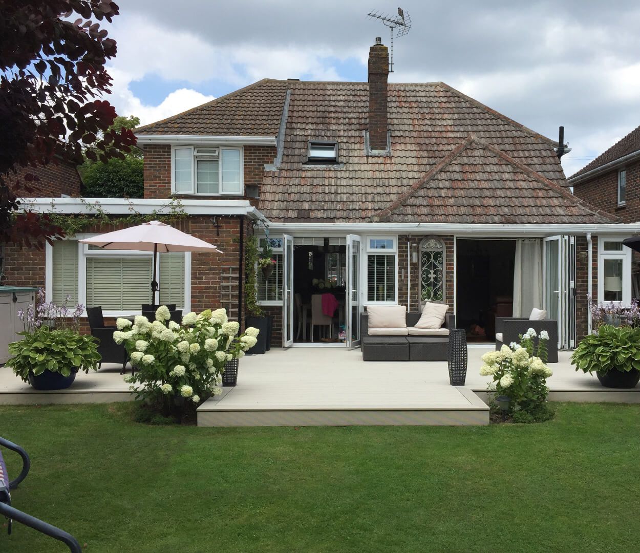 Cladco Ivory Decking Boards on patio renovation.