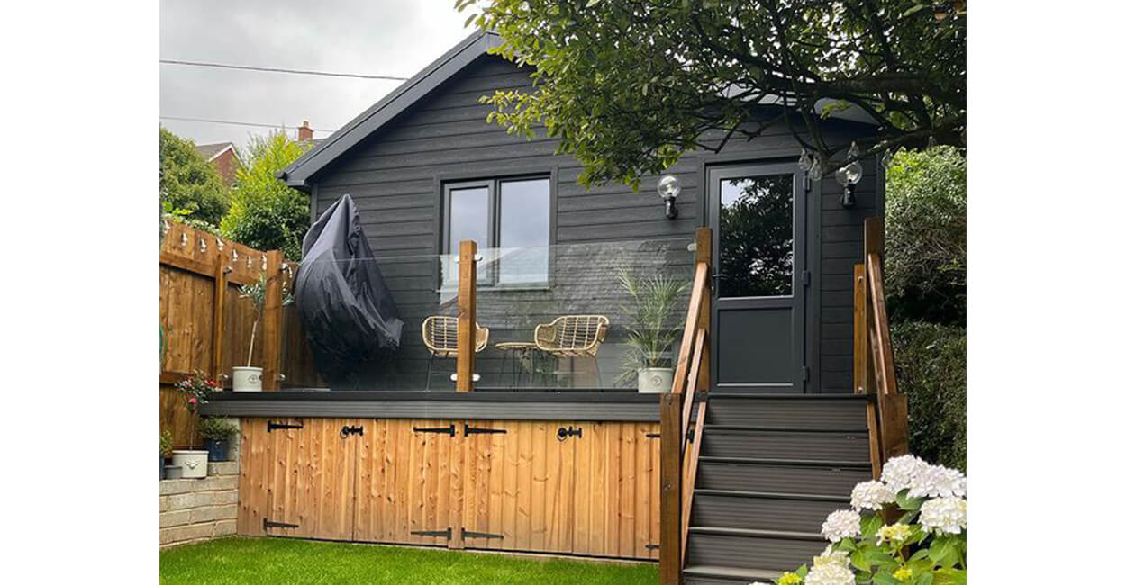 Charcoal Garden Room Design using Cladco Woodgrain Composite Boards