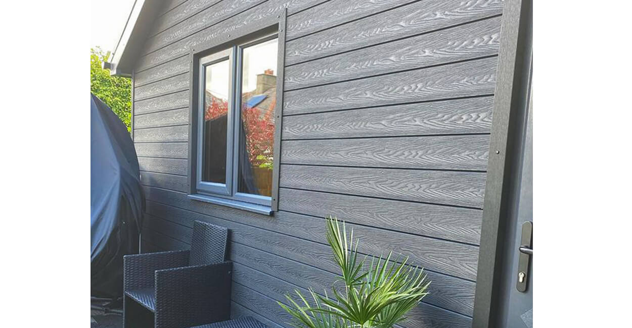 Charcoal Garden Room Design using Cladco Woodgrain Composite Boards
