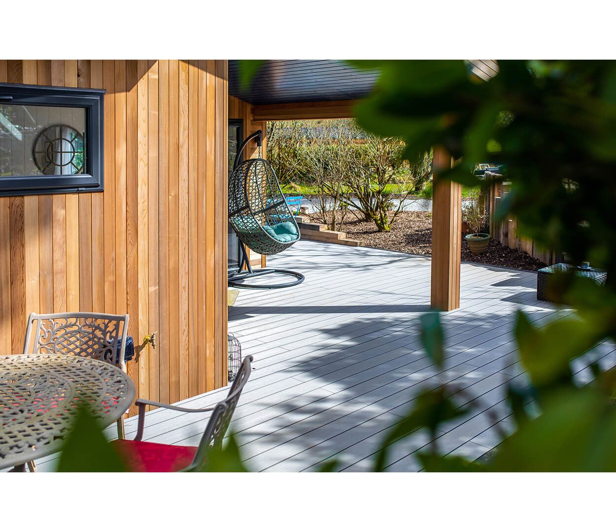 Luxury holiday retreats by Palstone Lodges use Cladco Woodgrain Effect and Original Composite Decking Boards