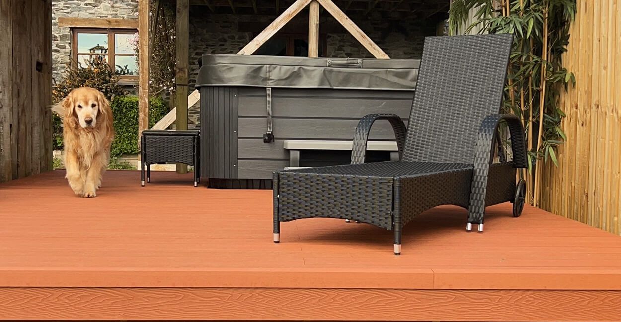 Cladco Composite Decking Area in Redwood